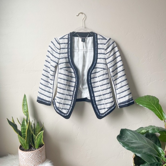 White House Black Market Jackets & Blazers - White House Black Market Blue & White Blazer